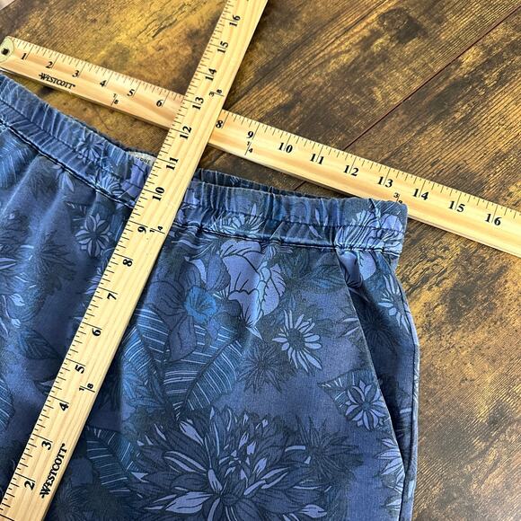 Marine Layer pants women size small blue floral pull on modal casual pockets - Picture 5 of 10